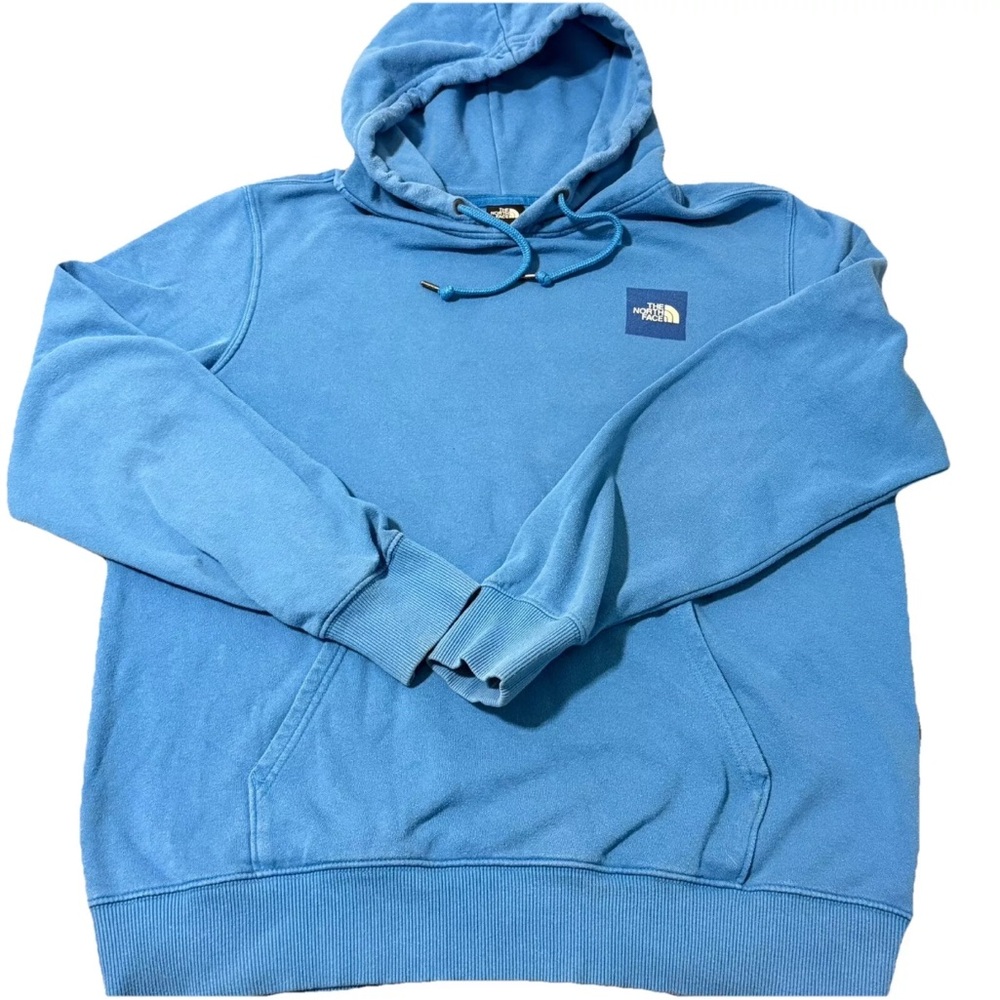 The North Face Blue Pullover Hoodie with Ribbed‎ Cuffs and Soft Texture Large